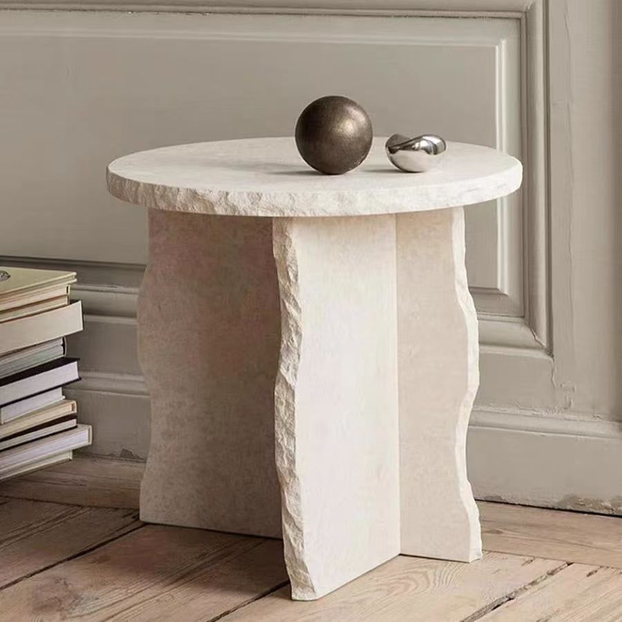 Gaoliang Side Table Modern Cream Travertine Side Table OEM/ODM (BJ114)