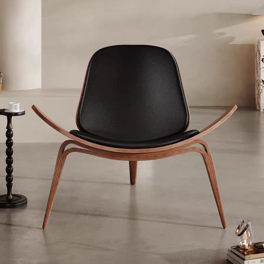 DY264 (3) Gaoliang Armchair Leather Creative Design Walnut Color Dining Armchair OEM/ODM (DY264)