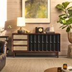 Gaoliang Sideboard Retro Rattan Wooden Storage Tea Cabinet OEM/ODM (GZ181)