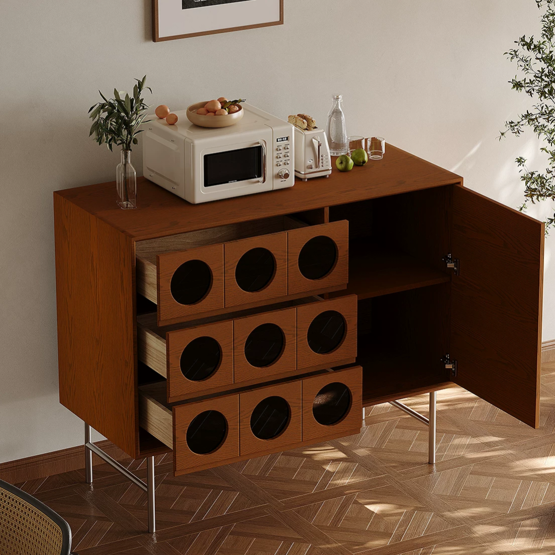 GZ186 (2) Gaoliang Buffet Cabinet Modern Wooden Storage Cabinet With Drawer OEM/ODM (GZ186)