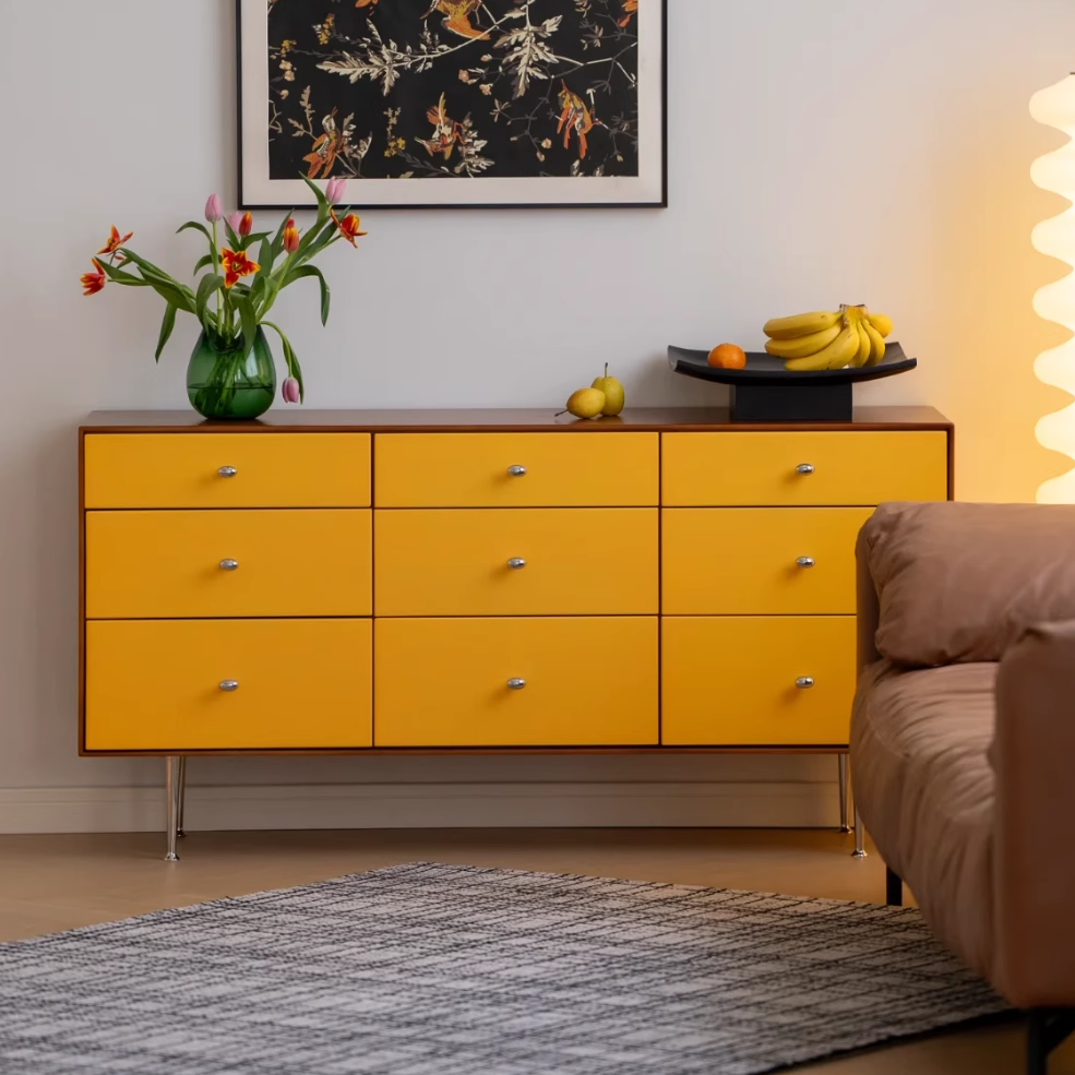 Gaoliang Sideboard Cabinet Modern Yellow Wooden Storage Cabinet OEM/ODM (GZ200)