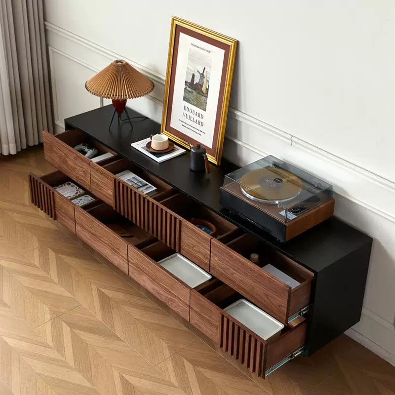 GZ204 (5) Gaoliang Sideboard Cabinet Retro Brown Long Wooden Storage Cabinet OEM/ODM (GZ204)