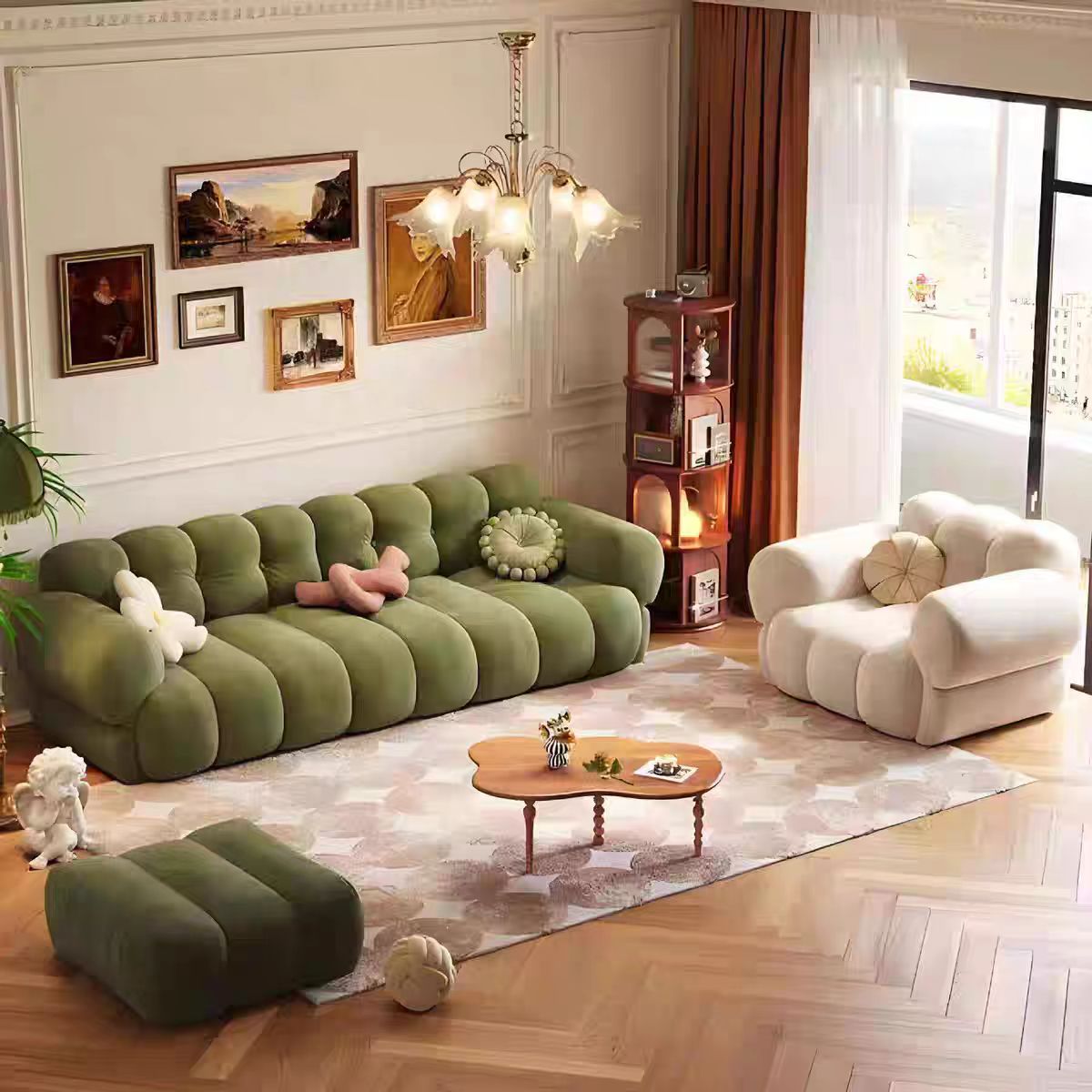Gaoliang Sofa Clear Green Modern Comfortable Living Room Furniture Sofa OEM/ODM (SF95)