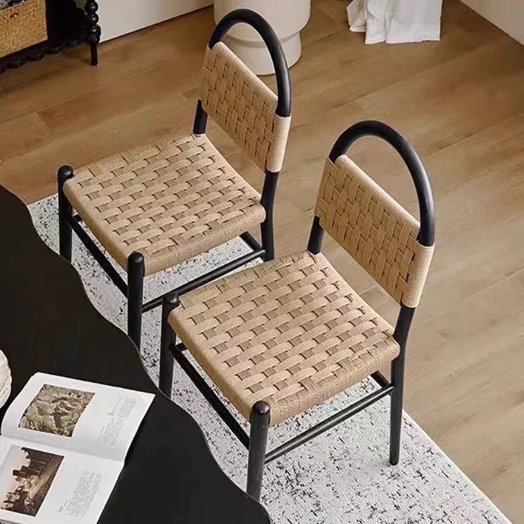 YZ225 (5) Gaoliang Dining Chair Synthetic Rattan Dining Room Chairs Beige OEM/ODM (YZ225)