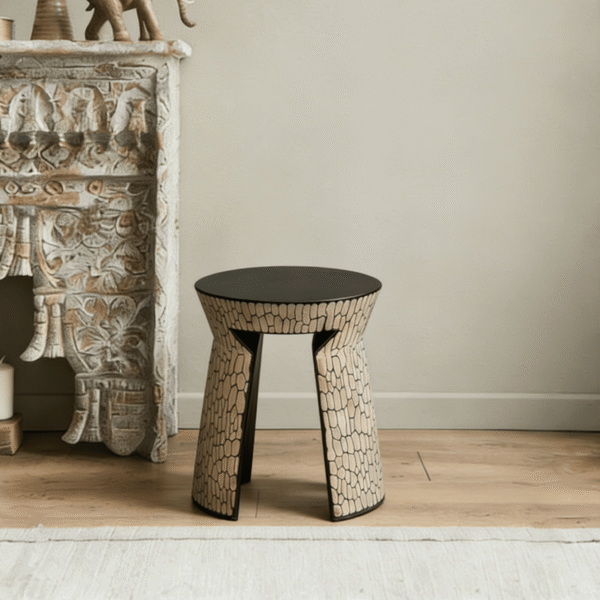 Gaoliang Side Table Wabi Sabi Round Wooden End Table OEM/ODM (BJ122)