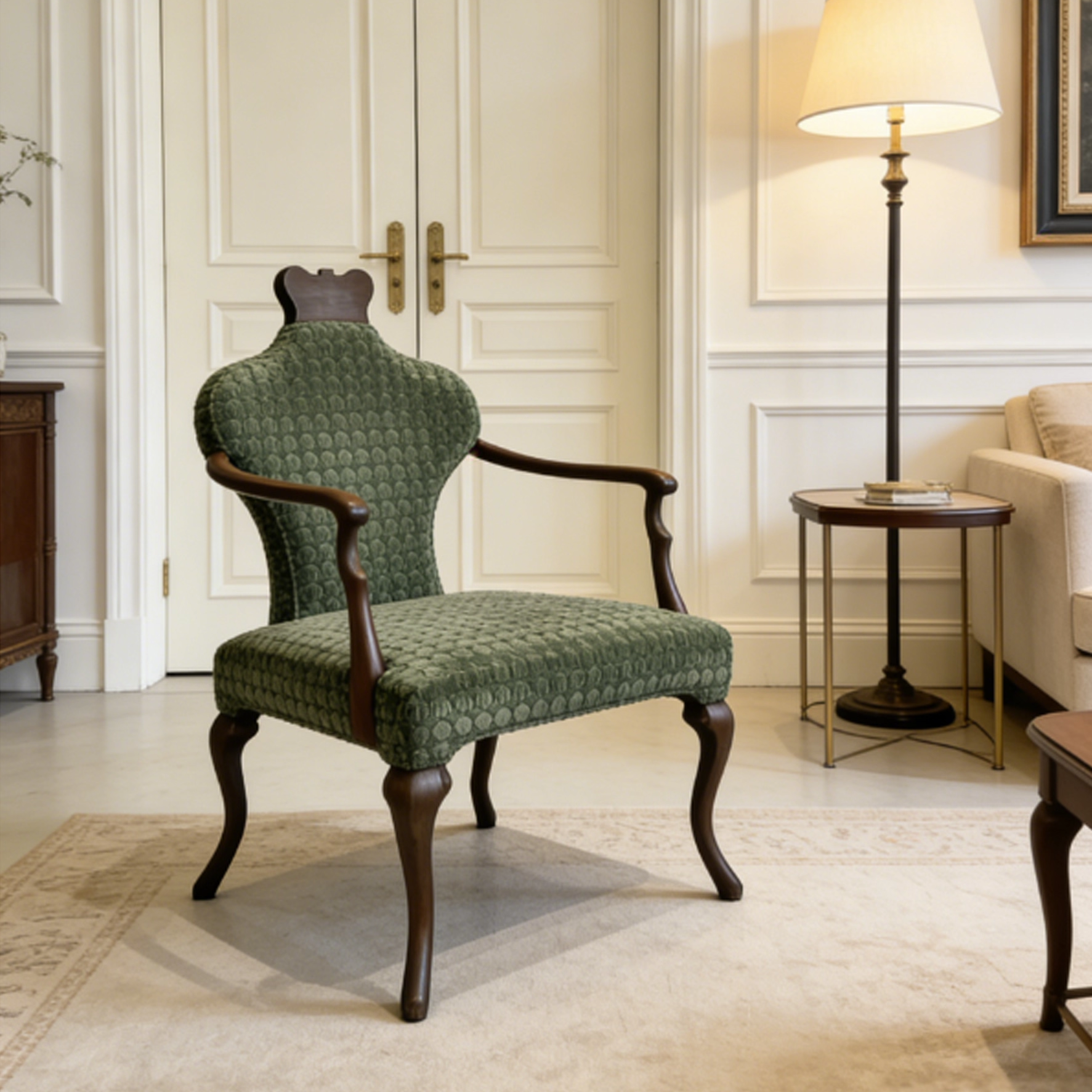 Gaoliang Accent Chair Luxury Green Velvet Living Room Armchair OEM/ODM (DY296)