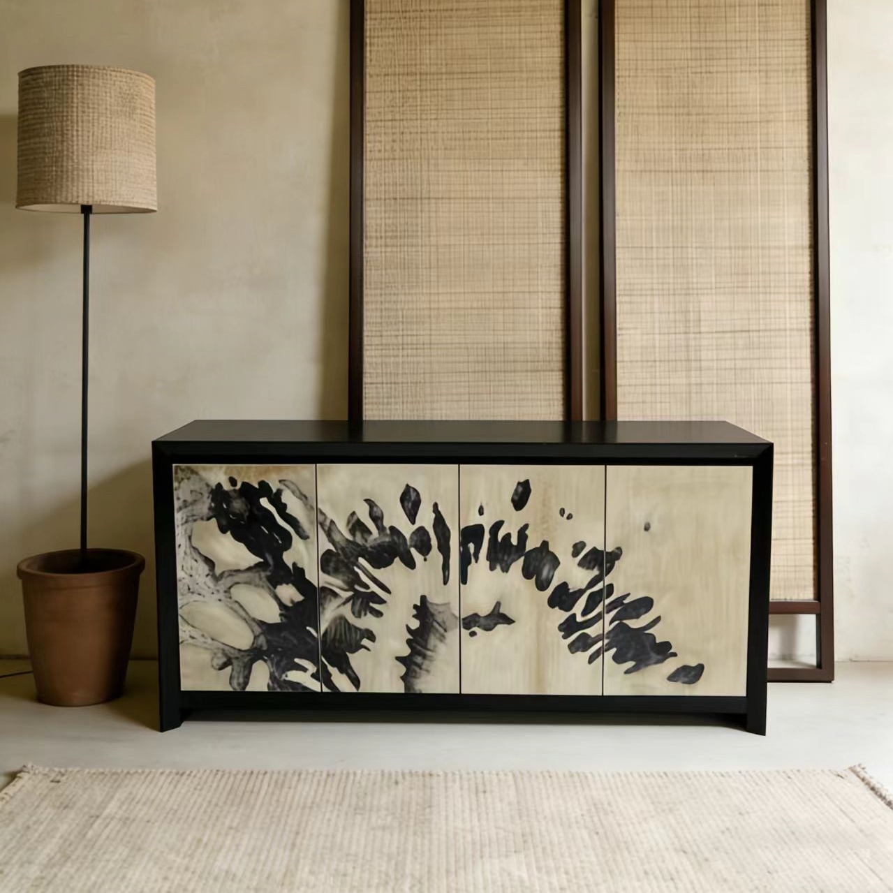 Gaoliang Sideboard Hand Painting Decorative Sideboard Buffet Cabinet OEM/ODM (GZ205)