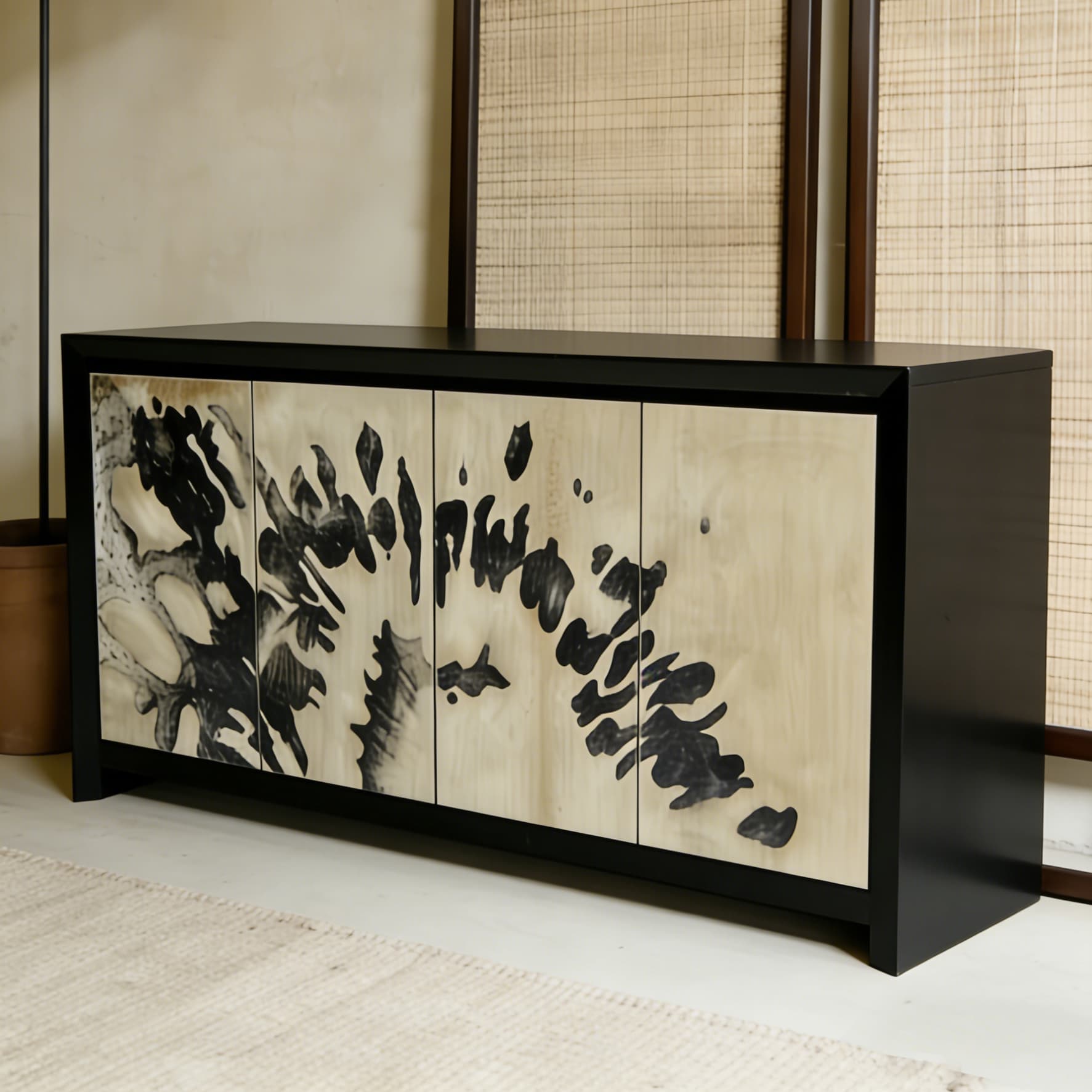 Gaoliang Sideboard Hand Painting Decorative Sideboard Buffet Cabinet OEM/ODM (GZ205)