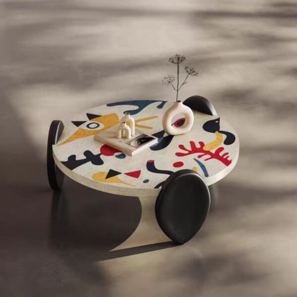 Gaoliang Coffee Table Apartment Wooden Wabi Sabi Round Coffee Table OEM/ODM (KF318)