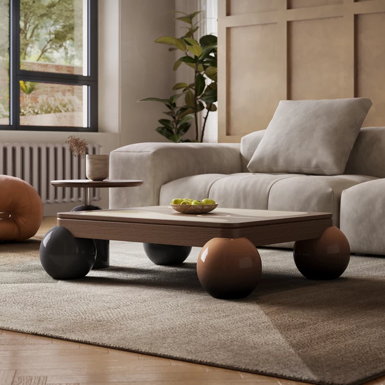Gaoliang Coffee Table Modern Wooden Ball Coffee Table and End Tables OEM/ODM (KF348)