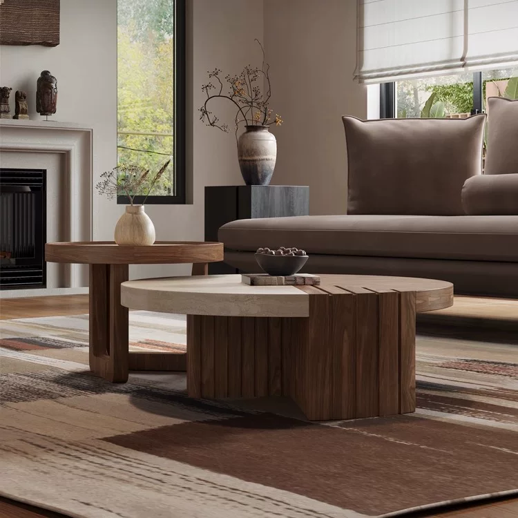 Gaoliang Coffee Table Modern Creative Round Wood Coffee Table Set OEM/ODM (KF350)