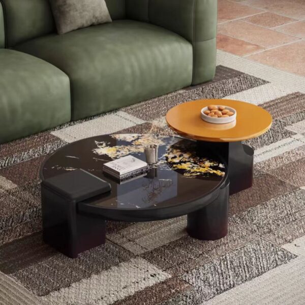 Gaoliang Coffee Table Minimalist Lacquer Crafted Round Coffee Table OEM/ODM (KF357)