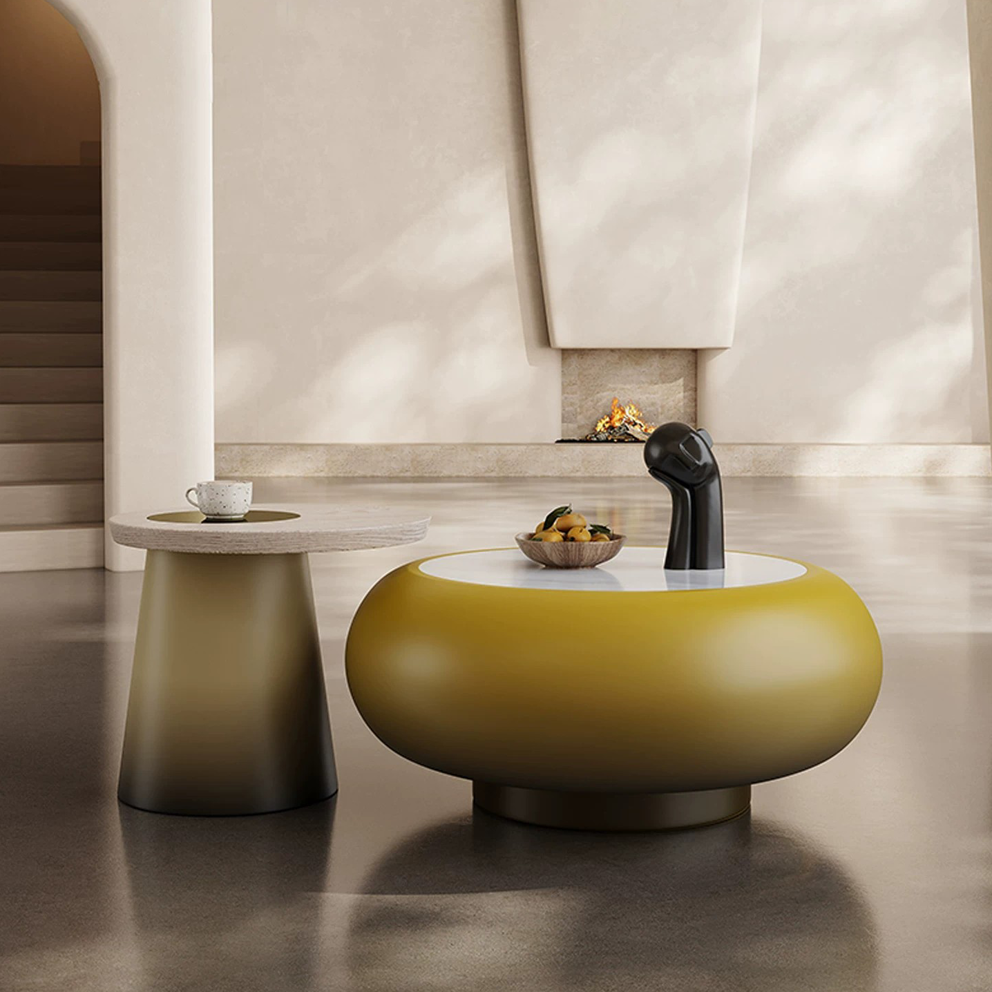 Gaoliang Coffee Table Modern Yellow Design Coffee Table Set OEM/ODM (KF358)