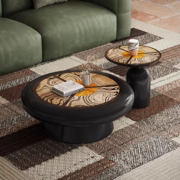 Gaoliang Coffee Table Colorful Painting Wooden Round Coffee Table OEM/ODM (KF359)