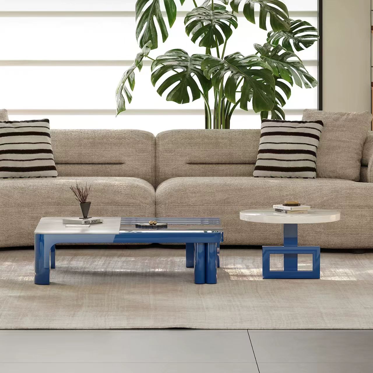 Gaoliang Coffee Table Creative Blue and White Design Coffee Table Set OEM/ODM (KF365)