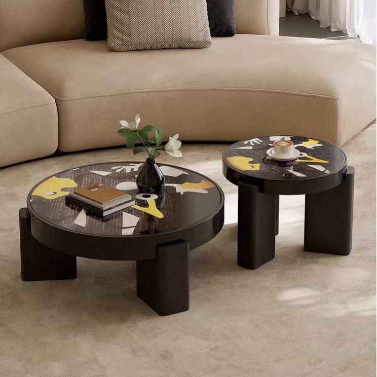 Gaoliang Coffee Table Art Parquet Craft Desktop Round Coffee Table Set OEM/ODM (KF366)