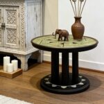 Gaoliang Coffee Table French Retro Round Wood Furniture Coffee Table OEM/ODM (KF370)