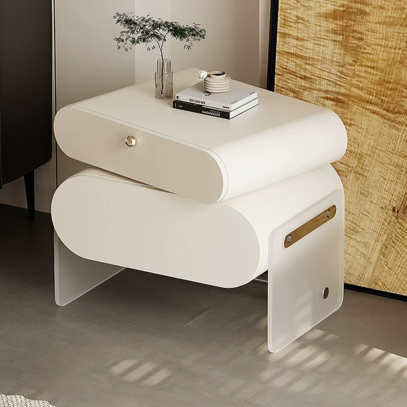 Gaoliang Night Stand Bedside Table Modern Rotating Cream Nightstand OEM/ODM (NT80)