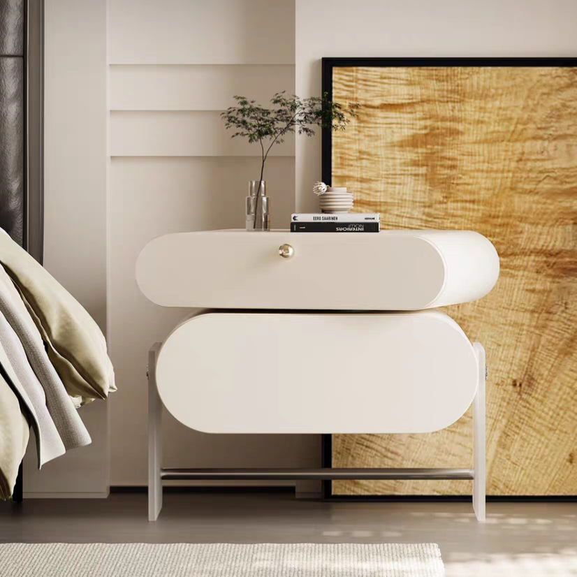 Gaoliang Night Stand Bedside Table Modern Rotating Cream Nightstand OEM/ODM (NT80)