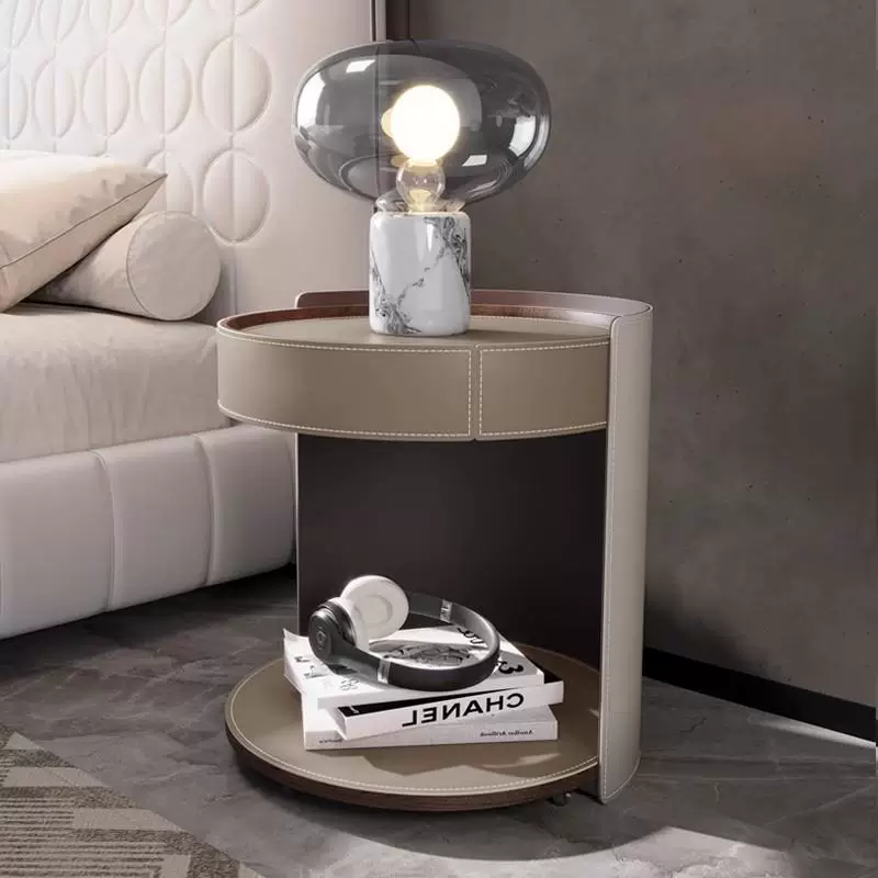 NT85 (1) Gaoliang Bedroom Nightstands Movable Circular Storage Night Stand OEM/ODM (NT85)