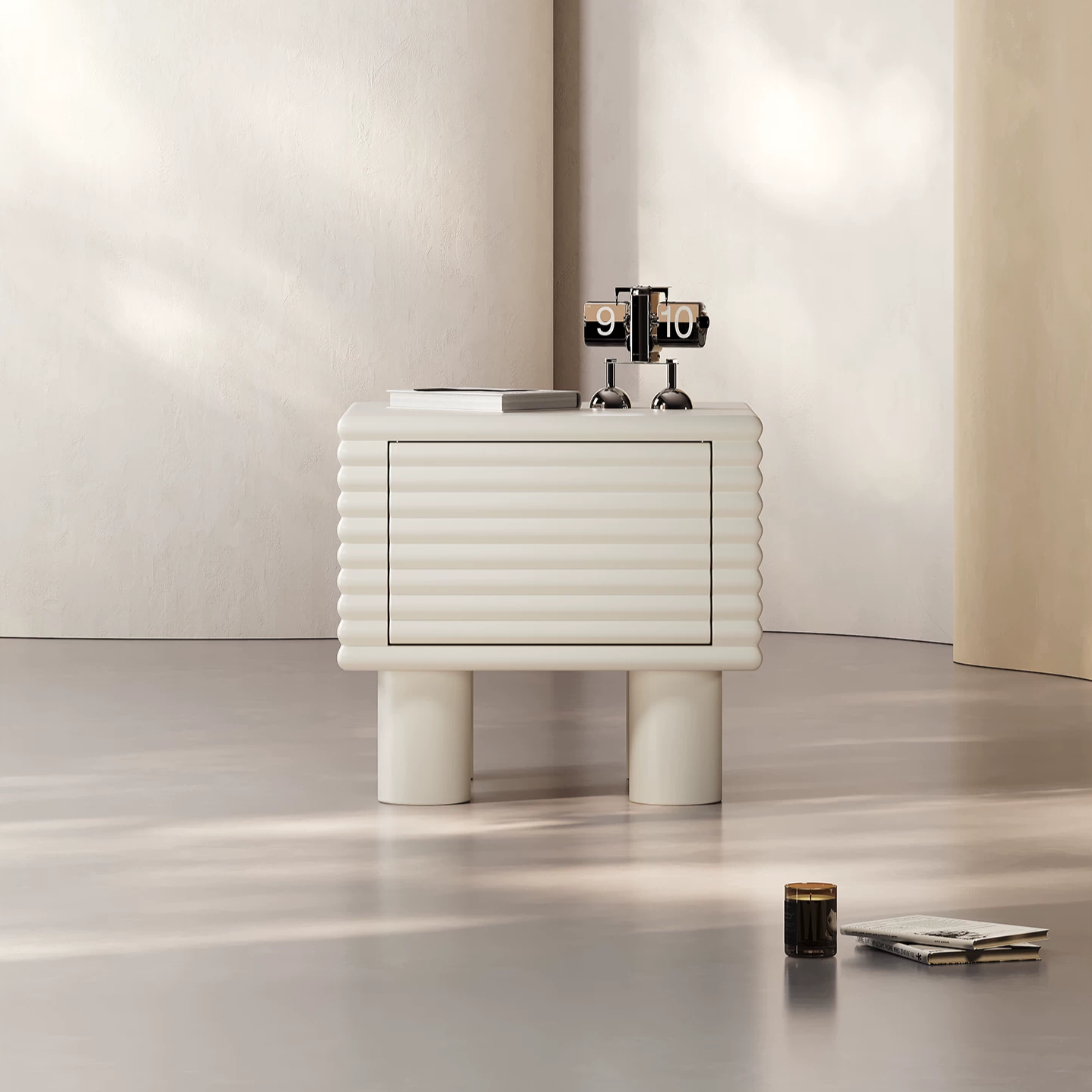 Gaoliang Bedside Table Cabinet Cream Wooden Drawer Nightstand OEM/ODM (NT90)