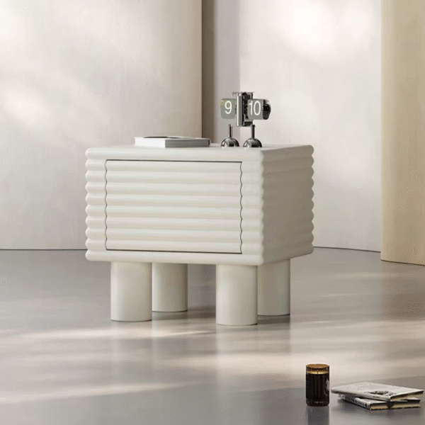 Gaoliang Bedside Table Cabinet Cream Wooden Drawer Nightstand OEM/ODM (NT90)