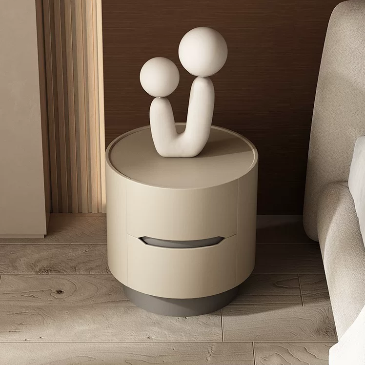 Gaoliang Modern Nightstand Cream Style Round Night Stand with Drawer OEM/ODM (NT99)