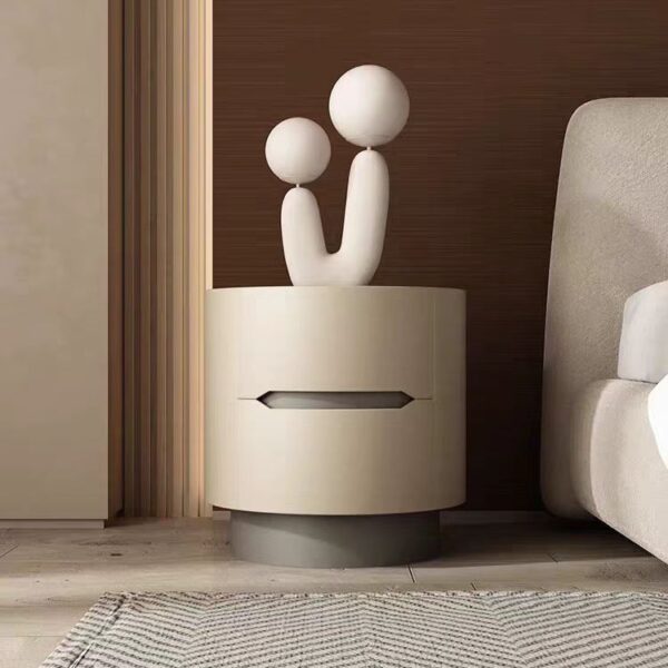 Gaoliang Modern Nightstand Cream Style Round Night Stand with Drawer OEM/ODM (NT99)
