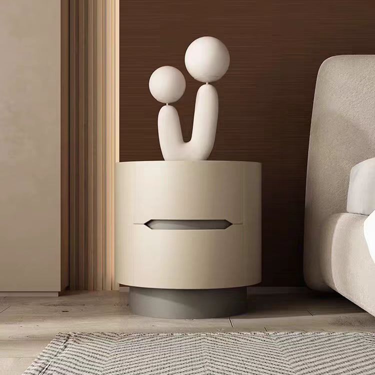 Gaoliang Modern Nightstand Cream Style Round Night Stand with Drawer OEM/ODM (NT99)