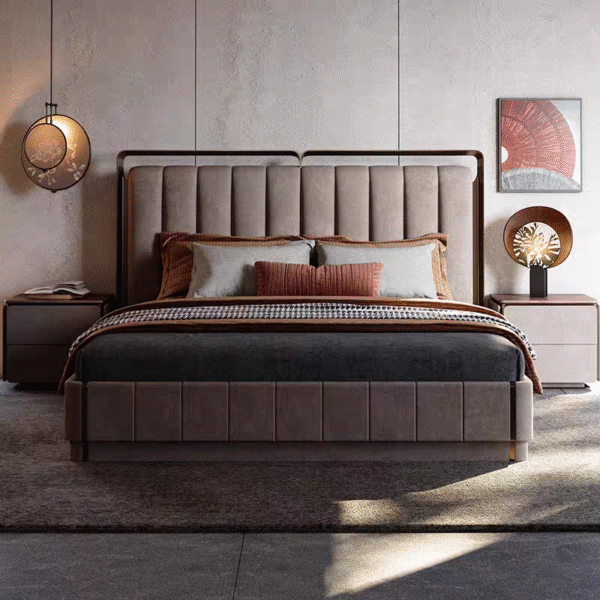 Gaoliang Bed Luxury Italian Modern Piano Design Full Bed OEM/ODM (QRC02)