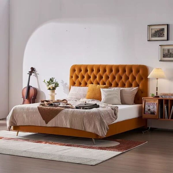 Gaoliang Bed Modern Light Luxury Velvet Upholstered Beds OEM/ODM (RC51)