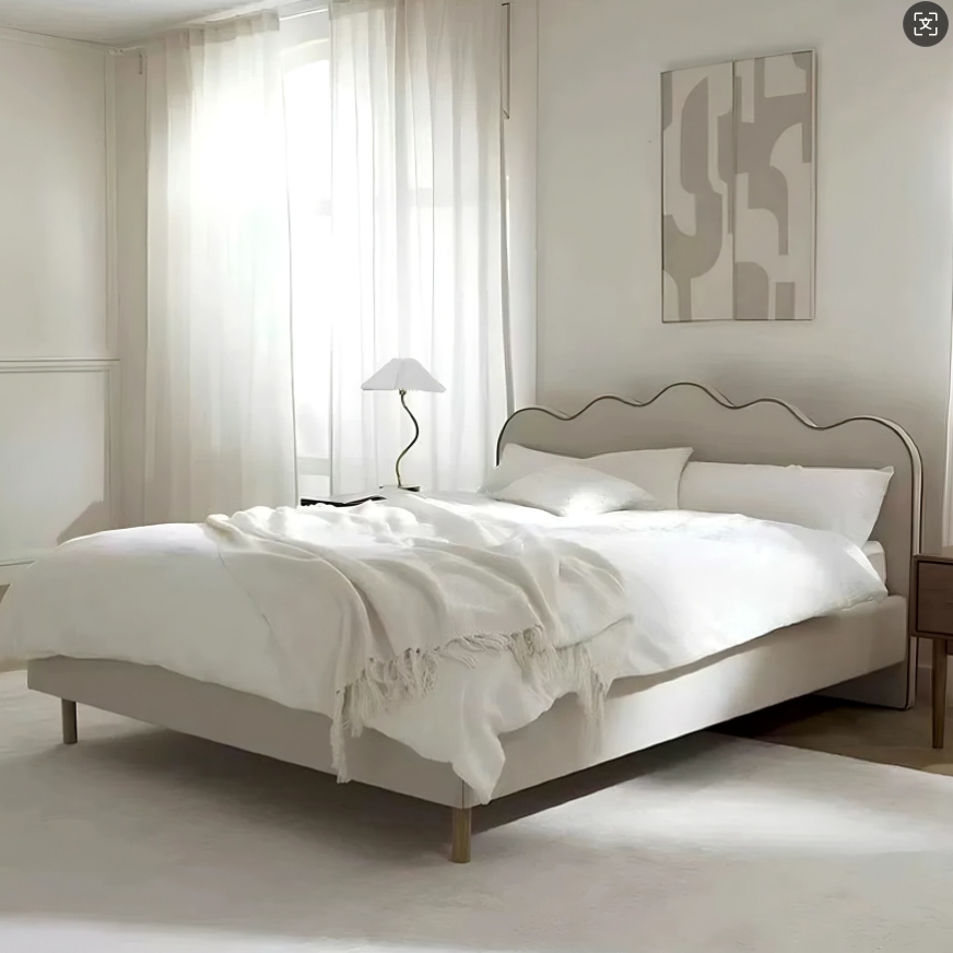 Gaoliang Bed Modern Cream Upholstered Bedroom Furniture Hotel Beds OEM/ODM (RC65)