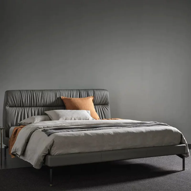 RC66 (3) Gaoliang Bed Modern Italian Minimalist Genuine Leather Beds OEM/ODM (RC66)