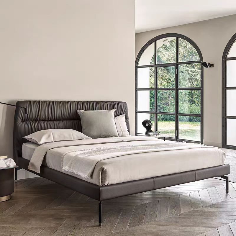Gaoliang Bed Modern Italian Minimalist Genuine Leather Beds OEM/ODM (RC66)