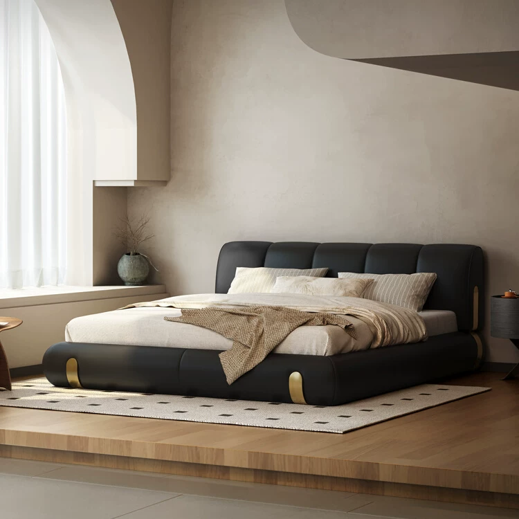 RC69 (1) Gaoliang Bed Modern Light Luxury Italian Genuine Leather Beds OEM/ODM (RC69)