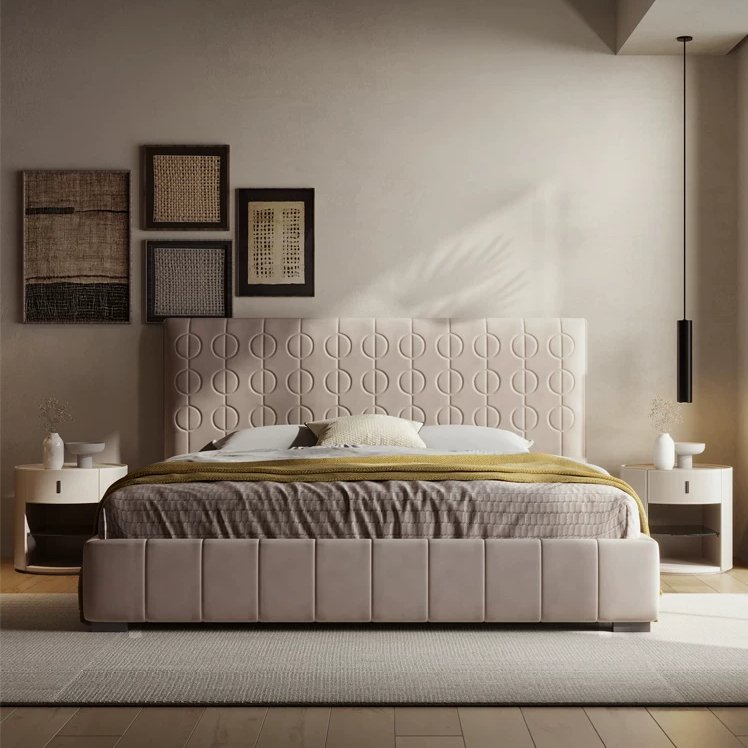 RC74 (1) Gaoliang Bed New Soft Upholstered Bed for Master Bedroom Beds Luxury OEM/ODM (RC74)