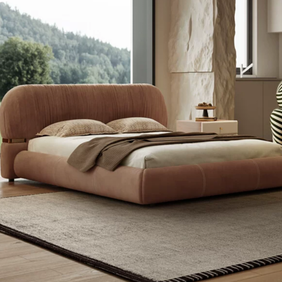 RC76 (4) Gaoliang Bed Modern Italian Fabric Design Luxury Upholstered Beds OEM/ODM (RC76)