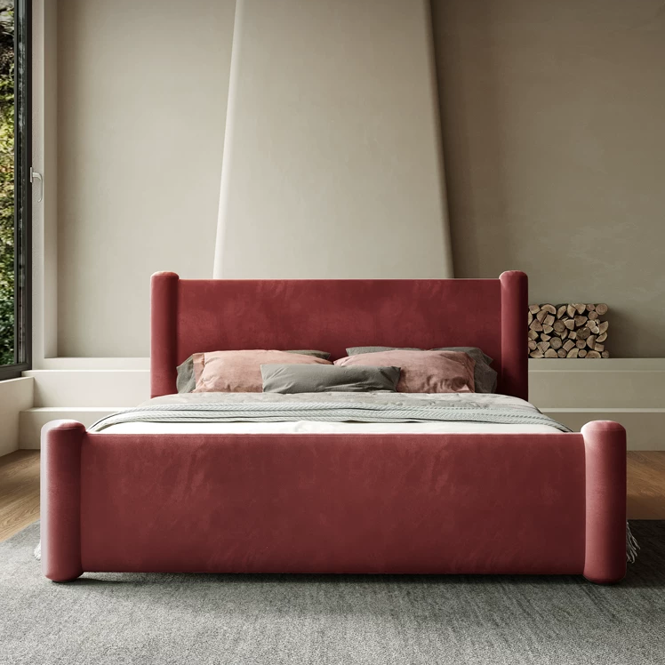 RC77 (2) Gaoliang Bed Modern Comfortable Velvet Soft Upholstered Beds OEM/ODM (RC77)