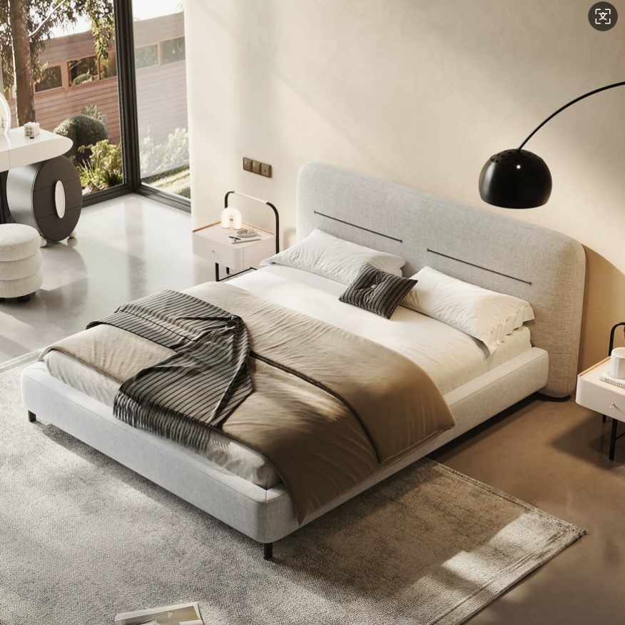 Gaoliang Bed Modern Minimalist Upholstered Comfortable Queen Size Bed OEM/ODM (RC78)