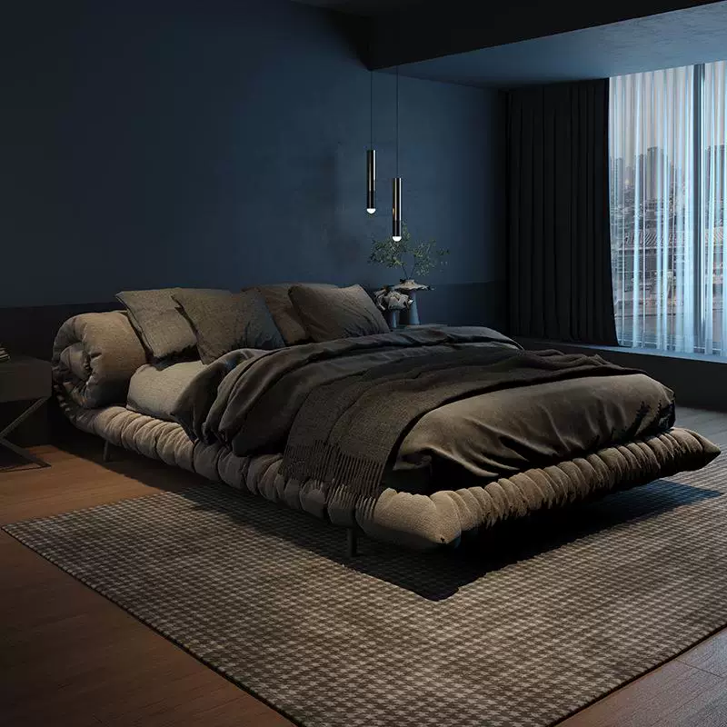 Gaoliang Bed Wabi-sabi Style Floor Bed Master Bedroom Fabric Bed OEM/ODM (RC79)