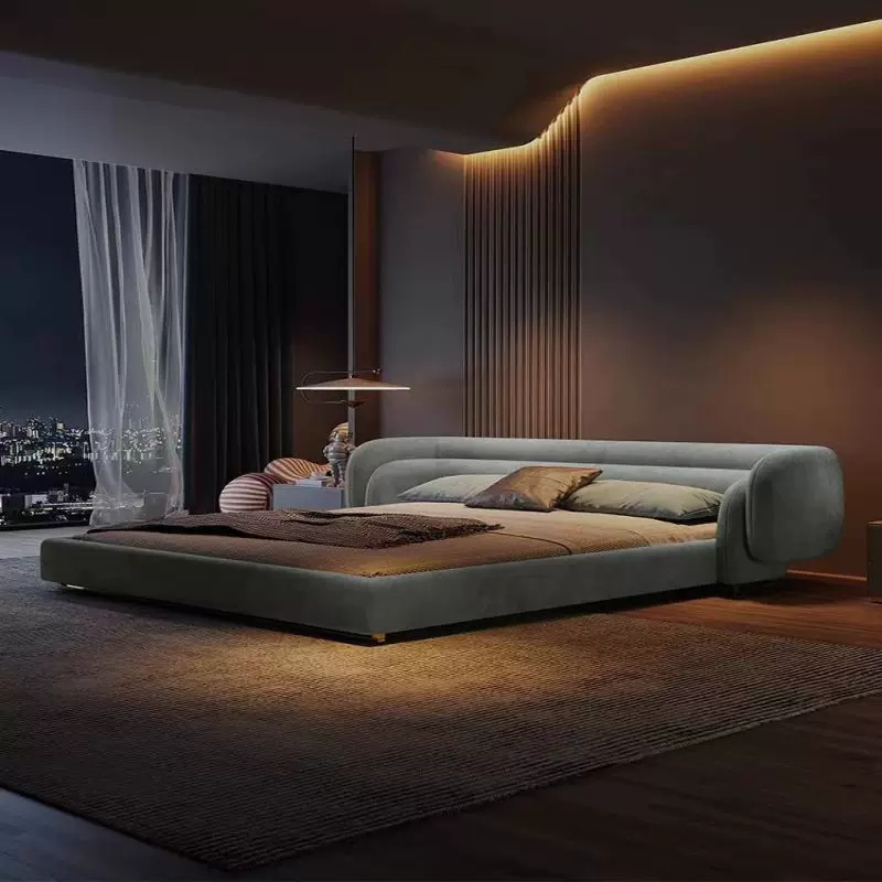 RC80 (1) Gaoliang Bed Velvet Upholstered Hot Selling Italian Designer Bed Set OEM/ODM (RC80)