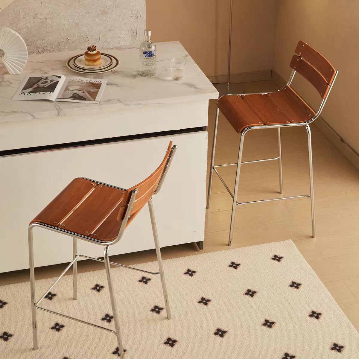 Gaoliang Bar Stool Middle Ancient Metal Bar Stools Home Bar Chairs OEM/ODM (BY35)