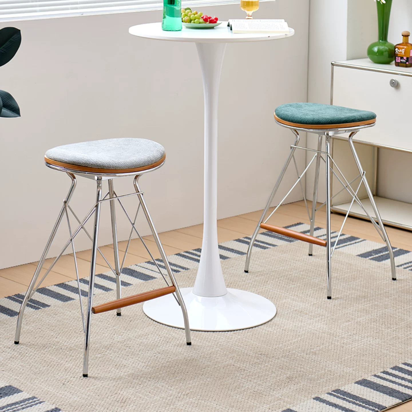 Gaoliang Bar Stool Fabric Seat High bar Chair with Footrest OEM/ODM (BY41)