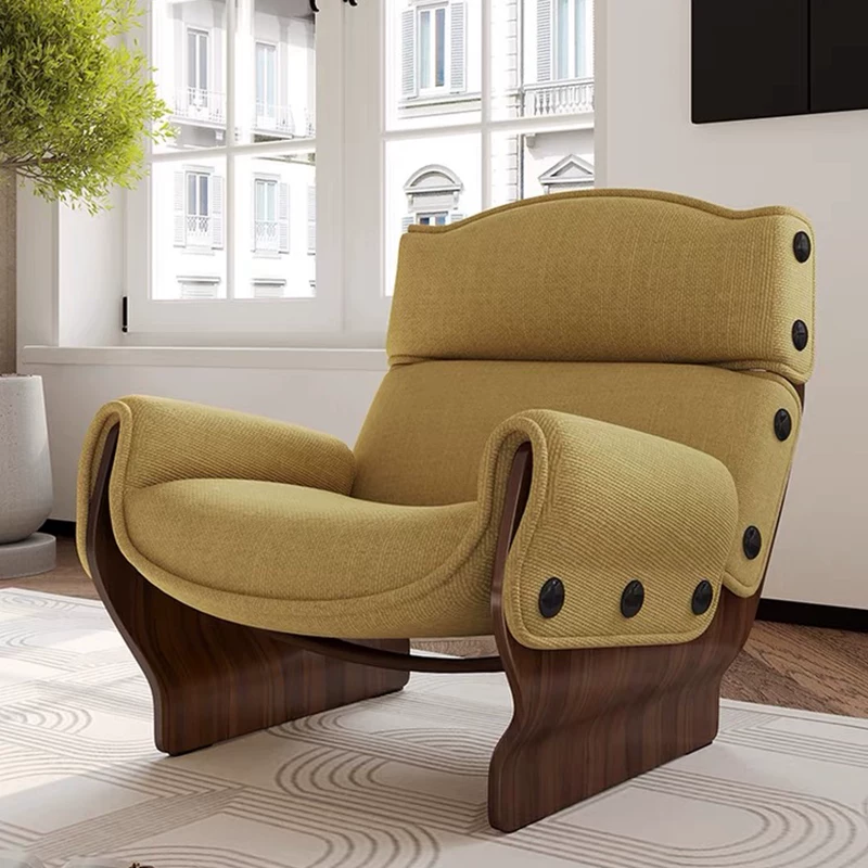Gaoliang Accent Chair Retro Yellow Lazy Relaxation Reading Leisure Chair OEM/ODM (DY288)