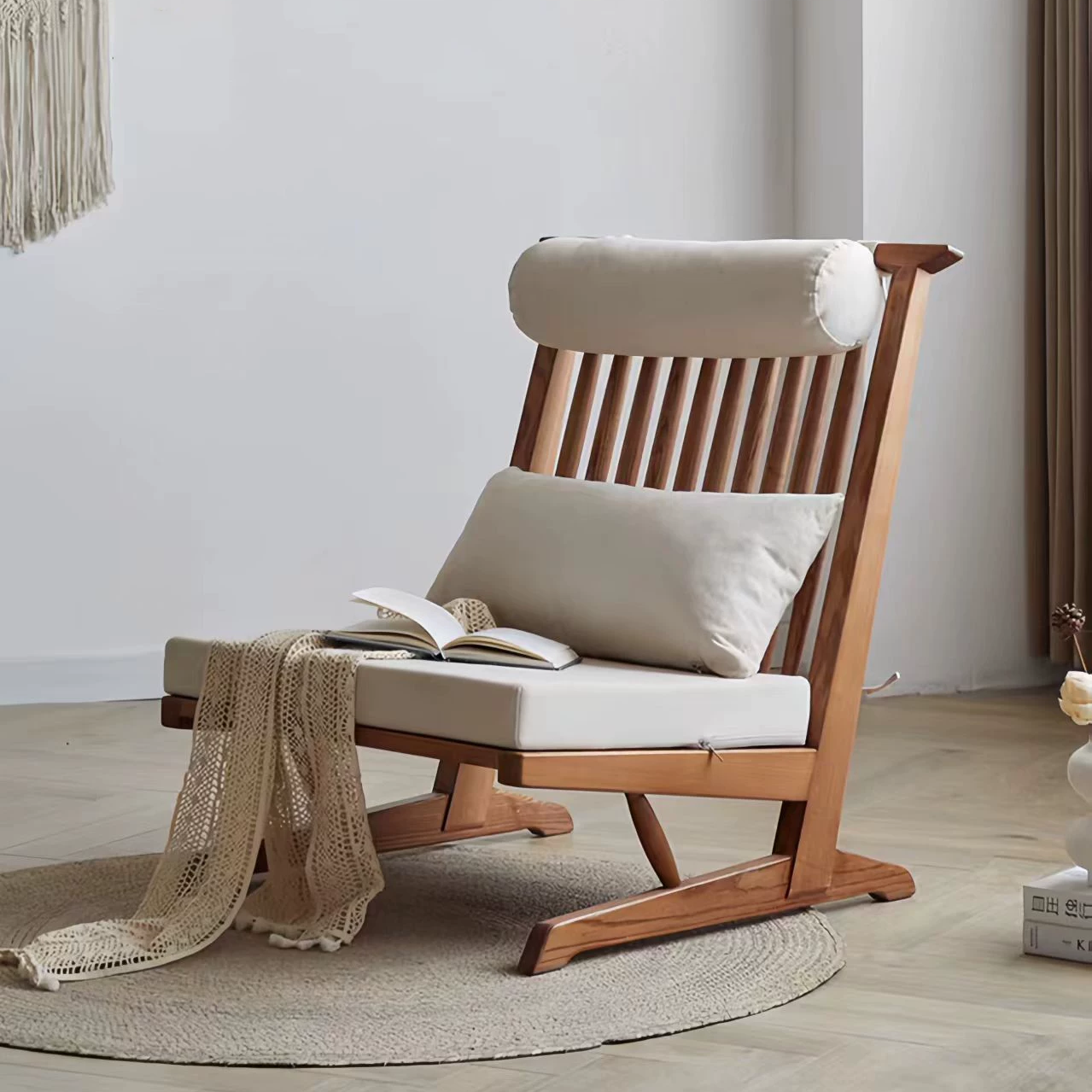 DY309 (5) Gaoliang Accent Chair Modern Recliner High Back Solid Wood Lounge Chair OEM/ODM (DY309)