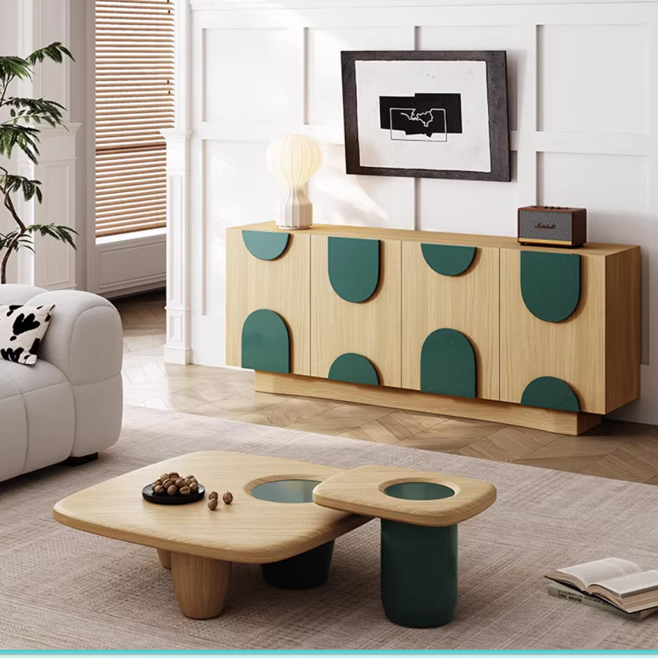 Gaoliang Sideboard Wooden Green Storage Cabinet for Living Room OEM/ODM (GZ217)