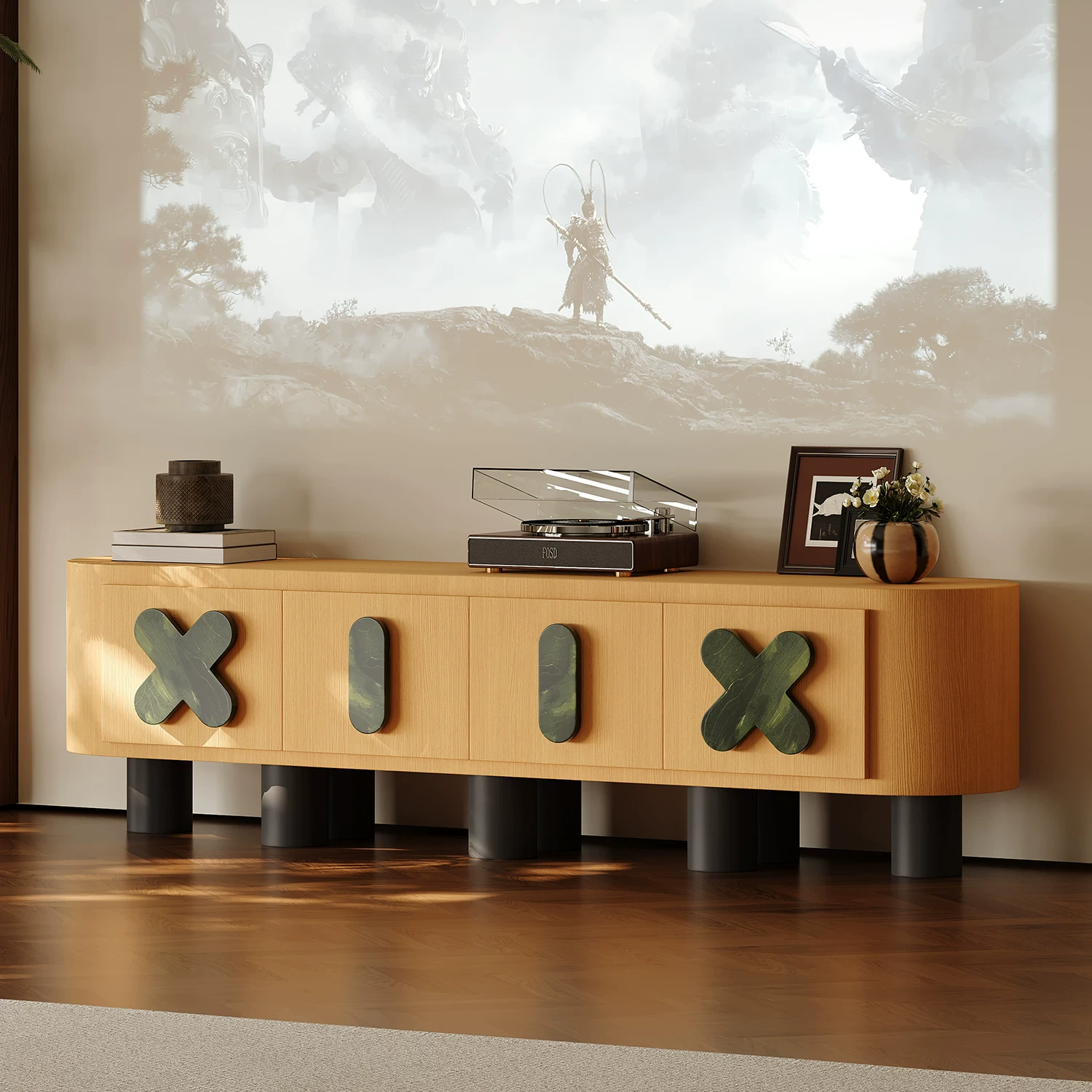 GZ219 (1) Gaoliang Buffet Cabinet Creative Wooden Furniture Storage Sideboard OEM/ODM (GZ219)