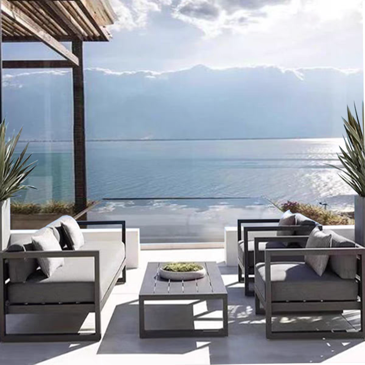 Gaoliang Outdoor Sofa Modern Aluminium Garden Furniture Outdoor Sofa Set OEM/ODM(HWSF16)