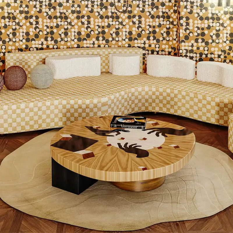 Gaoliang Coffee Table Japanese Wooden Center Round Coffee Table OEM/ODM (KF263)