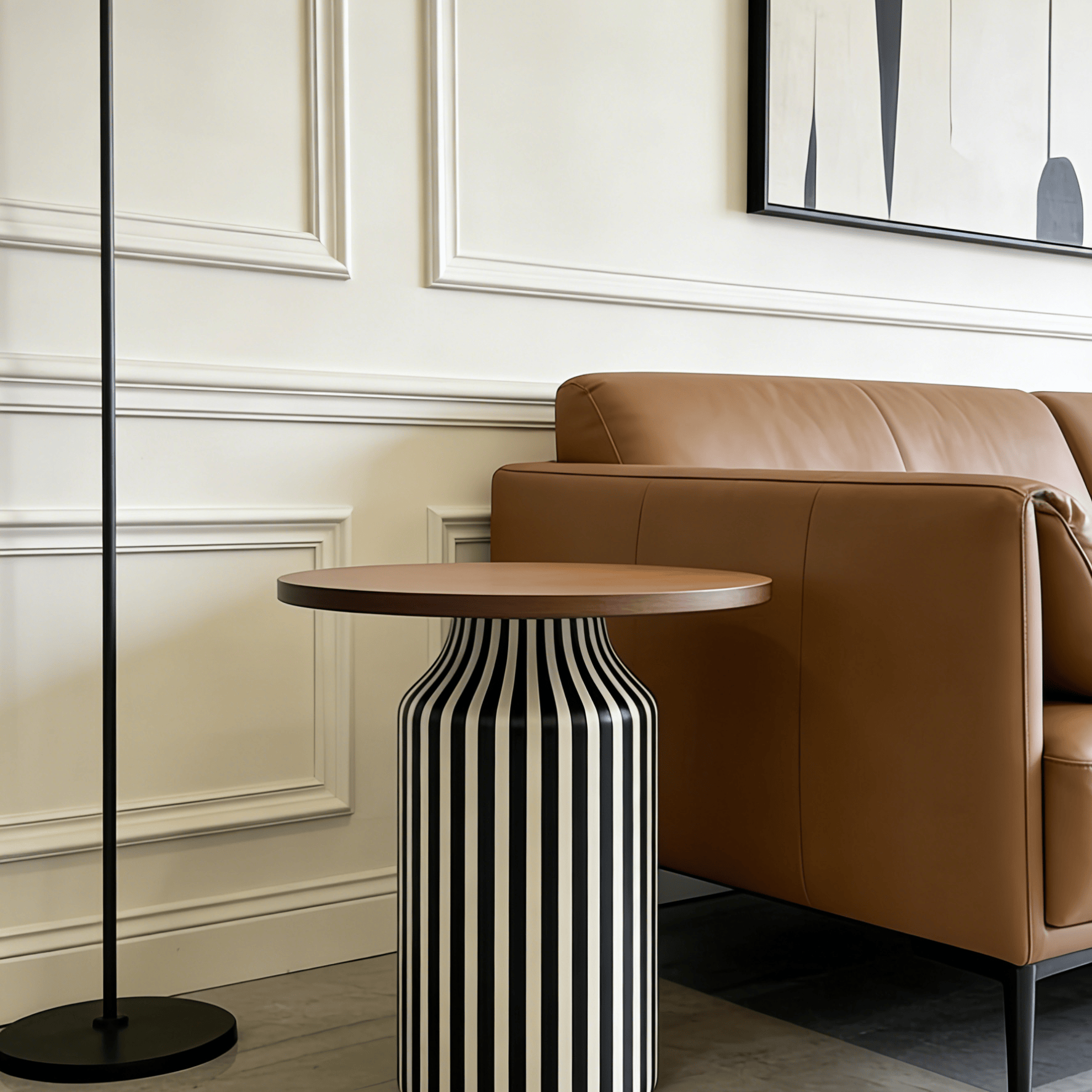 BJ126 (3) Gaoliang Side Table Minimalist Round Wooden Top Metal Base Side Table OEM/ODM (BJ126)